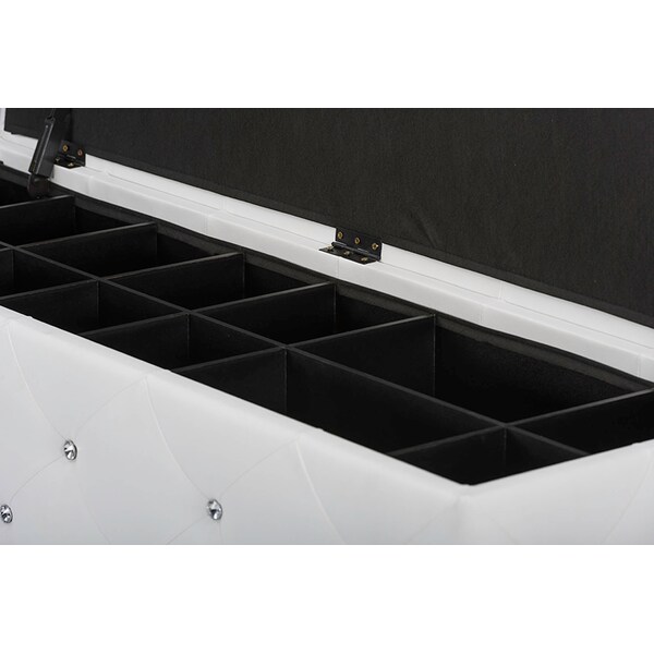 Baxton Studio Seine White Leather Contemporary Storage Ottoman - 112-6001