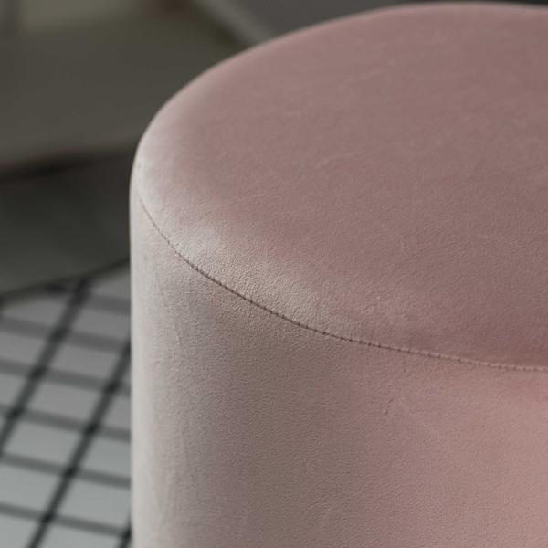 Fabulaxe Modern Round Velvet Fabric Standard Ottoman Stool with Gold Base, Pink - QI004323.PK