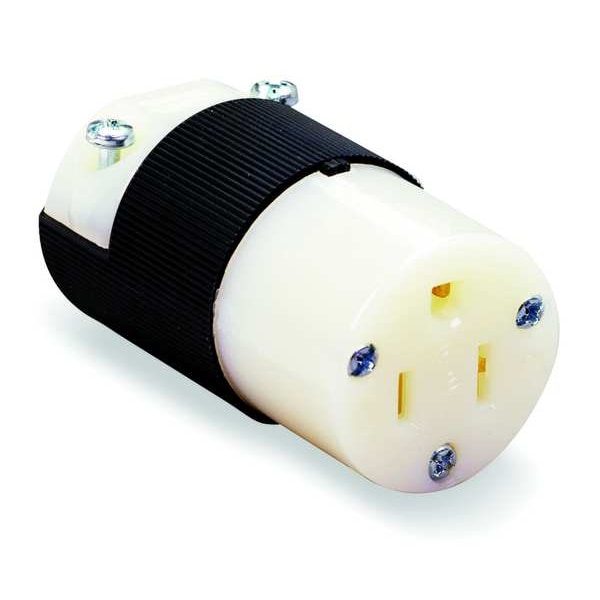 Conector de hoja recta Hubbell, hembra, NEMA 5-15R, 15 A, 125V CA, 2 polos, 3 cables, negro/blanco - HBL5269C