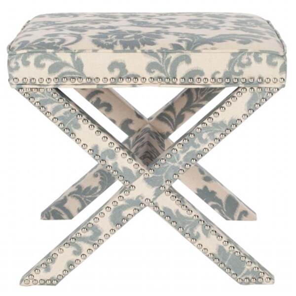 Safavieh Palmer Ottoman- Slate and Beige Print - 19 x 21.5 x 21.5 in. - MCR4589L