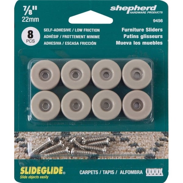 Shepherd Hardware Furniture Pad, 75 lb, Polyethylene, Tan, 8PK - 9456