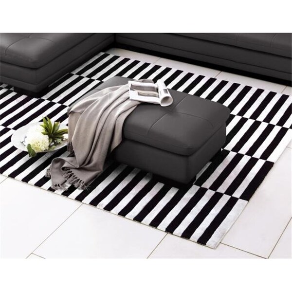 J&M Furniture JandM Furniture 1754431131-OTT Italian Leather Ottoman - Grey - 1754431131-OTT