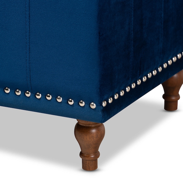 Baxton Studio Kaylee Navy Blue Velvet Upholstered Tufted Storage Ottoman Bench - 160-9935
