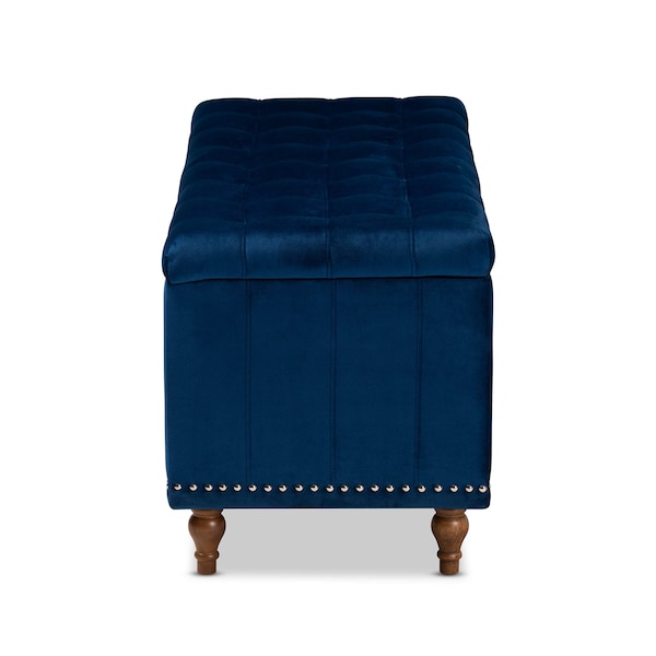 Baxton Studio Kaylee Navy Blue Velvet Upholstered Tufted Storage Ottoman Bench - 160-9935