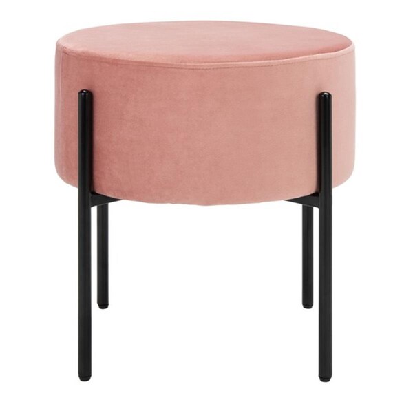 Safavieh 19.5 x 19.5 x 18 in. Lisbon Round OttomanDusty Rose & Black - OTT6202D