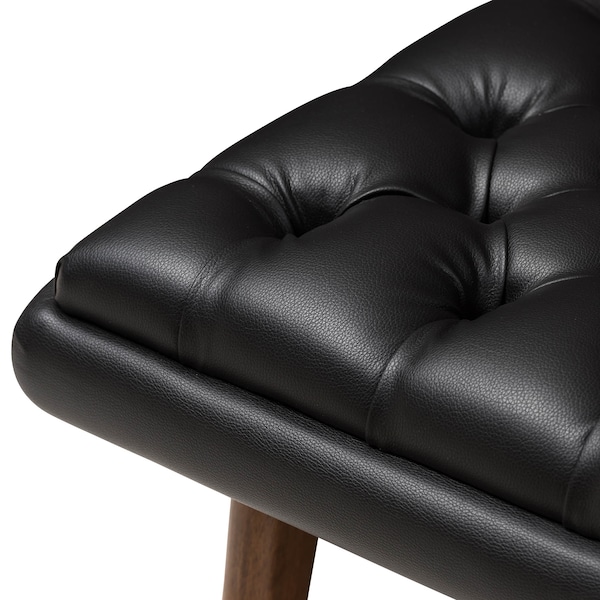 Baxton Studio Annetha Black Upholstered Walnut Finished Wood Chair And Ottoman Set - 144-7933-7934