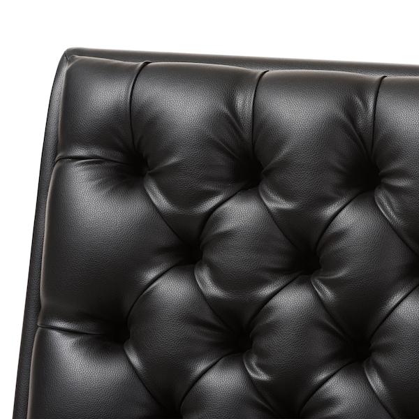 Baxton Studio Annetha Black Upholstered Walnut Finished Wood Chair And Ottoman Set - 144-7933-7934