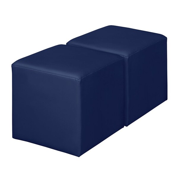Regency Jean Square Vinyl Ottoman (Set of 2)- Naval Blue - N6263NB2PK