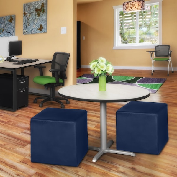 Regency Jean Square Vinyl Ottoman (Set of 2)- Naval Blue - N6263NB2PK