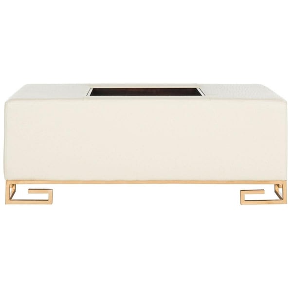 Safavieh Julian Faux Ostrich Tray Ottoman- Cream - 18 x 24 x 46 in. - FOX6243A