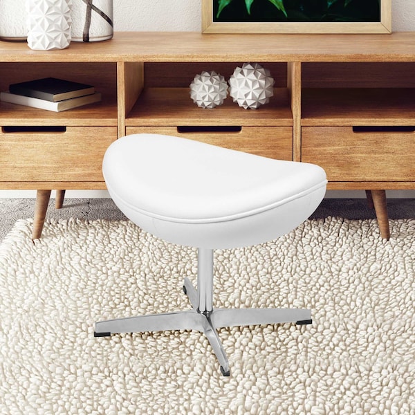 Flash Furniture Rally White LeatherSoft Saddle Wing Ottoman - ZB-WING-WH-OTT-LEA-GG