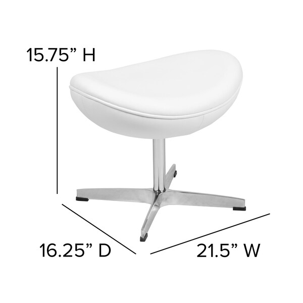 Flash Furniture Rally White LeatherSoft Saddle Wing Ottoman - ZB-WING-WH-OTT-LEA-GG