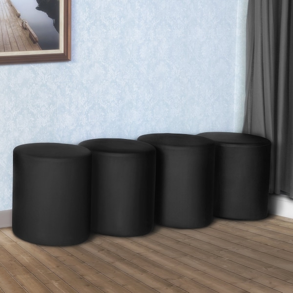 Regency Logan Round Vinyl Ottoman (Set of 4)- Black - N6262BK4PK
