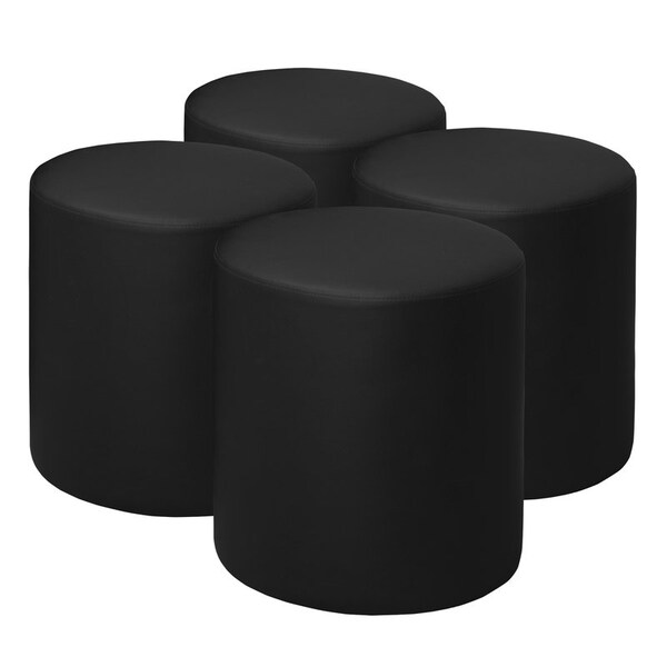 Regency Logan Round Vinyl Ottoman (Set of 4)- Black - N6262BK4PK