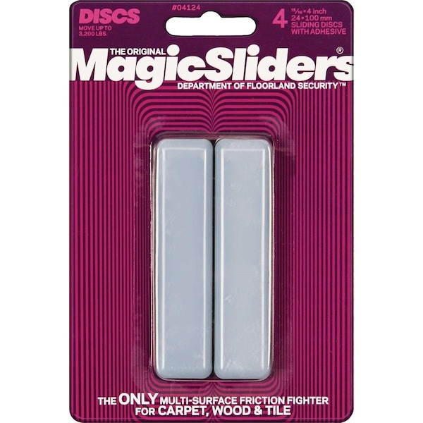 Magic Sliders 1 In. x 4 In. Rectangle Self Adhesive Furniture Glide, 4PK - 04124