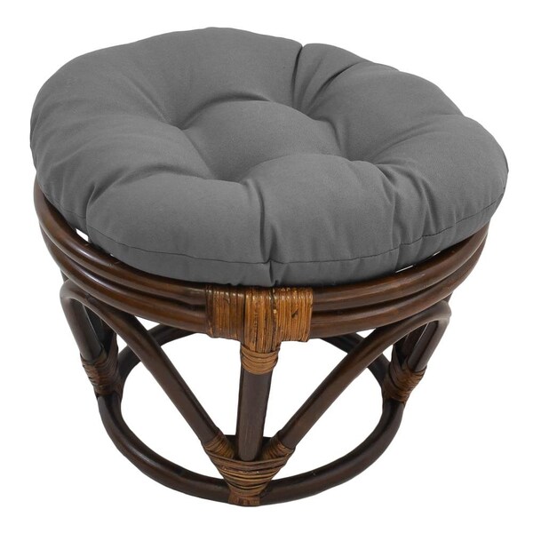 International Caravan Rattan Footstool with Twill Cushion, Grey - 3301-TW-GY