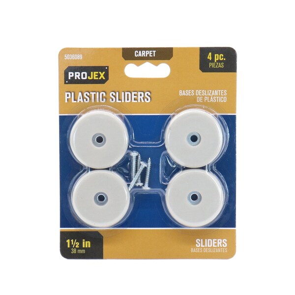 Projex Projex White 1-1/2 in. Screw-On Plastic Chair Glide 4 pk - P0035