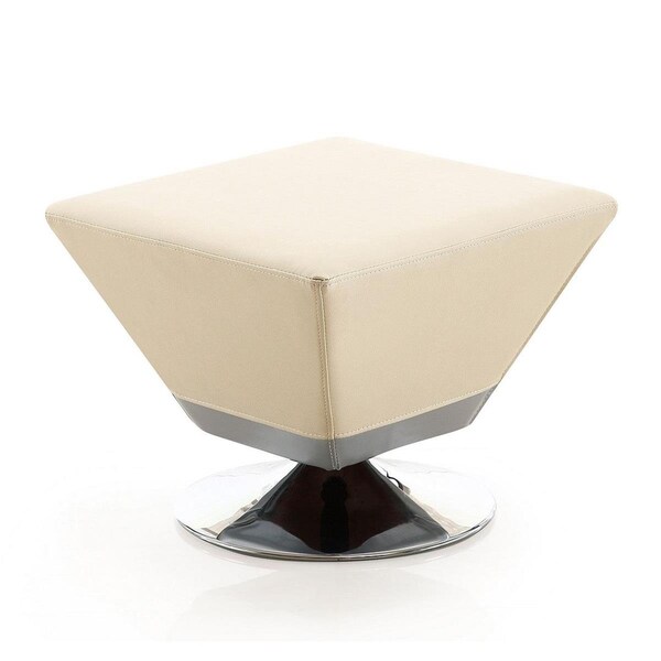 Designed To Furnish Diamond Tan & Polished Chrome Swivel Ottoman 15.7 x 19.7 x 19.7 in. - DE3068722