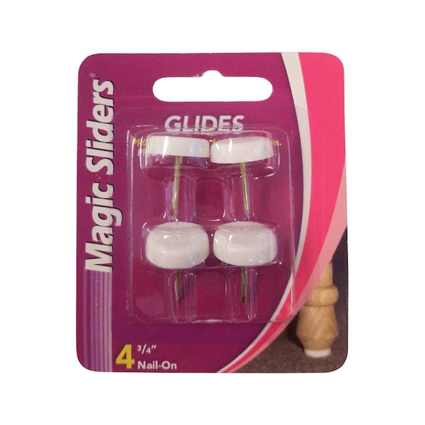 Magic Sliders Magic Sliders Plastic Nail-On Heavy Duty Glide White Round 3/4 in. W 4 pk - 45262