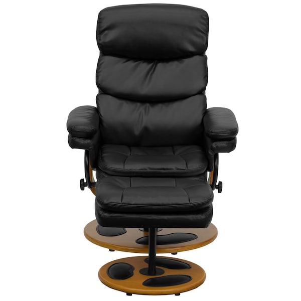 Flash Furniture Black LeatherSoft Recliner & Ottoman w/ Wood Base - BT-7828-PILLOW-GG