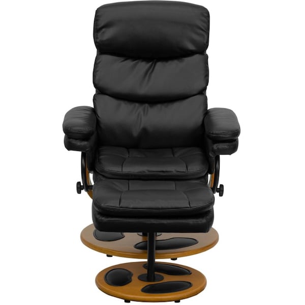 Flash Furniture Black LeatherSoft Recliner & Ottoman w/ Wood Base - BT-7828-PILLOW-GG