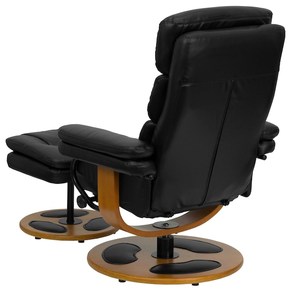 Flash Furniture Black LeatherSoft Recliner & Ottoman w/ Wood Base - BT-7828-PILLOW-GG