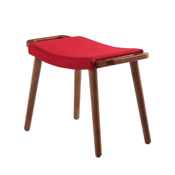 Manhattan Comfort Geta Ottoman in Red and Antique Walnut - OT001-RD