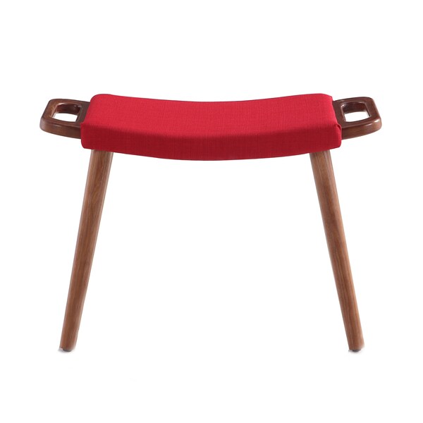 Manhattan Comfort Geta Ottoman in Red and Antique Walnut - OT001-RD