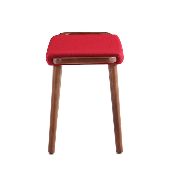 Manhattan Comfort Geta Ottoman in Red and Antique Walnut - OT001-RD