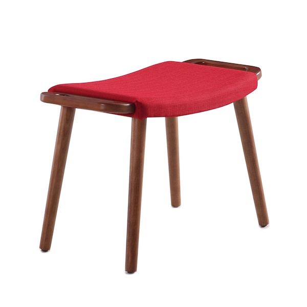 Manhattan Comfort Geta Ottoman in Red and Antique Walnut - OT001-RD