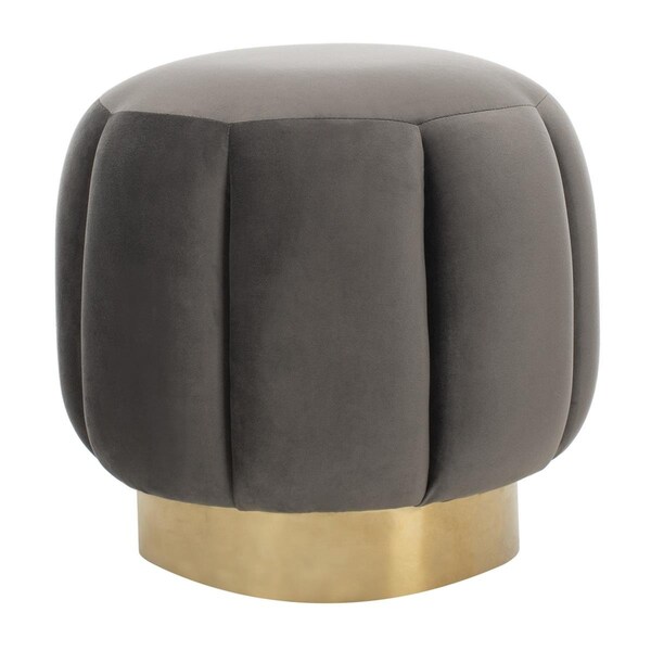 Safavieh Maxine Channel Tufted Ottoman, Dark Grey & Gold - SFV4707B