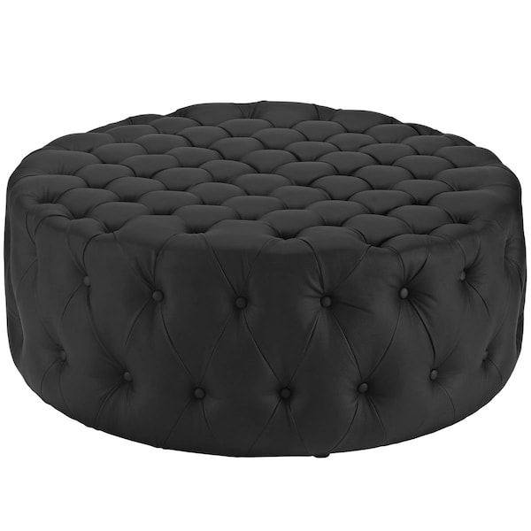 Modway Furniture 16.5 H x 40 W x 40 L in. Amour Upholstered Vinyl Ottoman, Black - EEI-2224-BLK