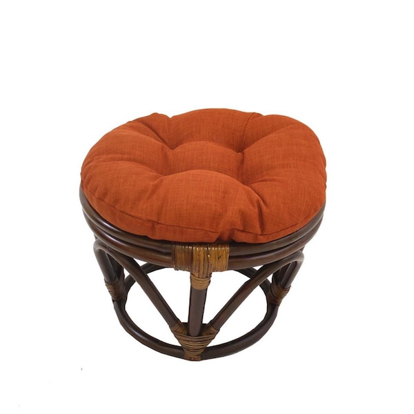 International Caravan Rattan Ottoman with Outdoor Fabric Cushion, Cinnamon - 3301-REO-S06