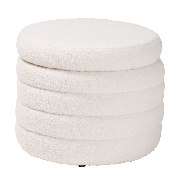 Baxton Studio Tabitha Modern and Contemporary Ivory Boucle Upholstered Storage Ottoman - 220-12865-ZORO