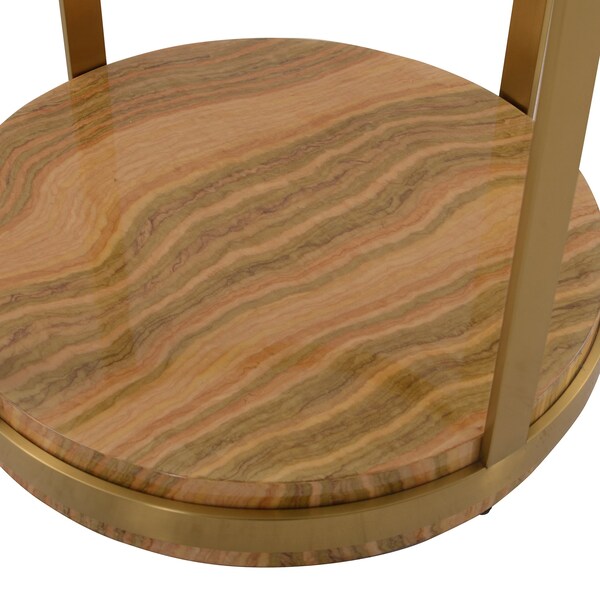 Armen Living Hattie Glass Top End Table with Brushed Gold Legs - LCDXLAGLGLD