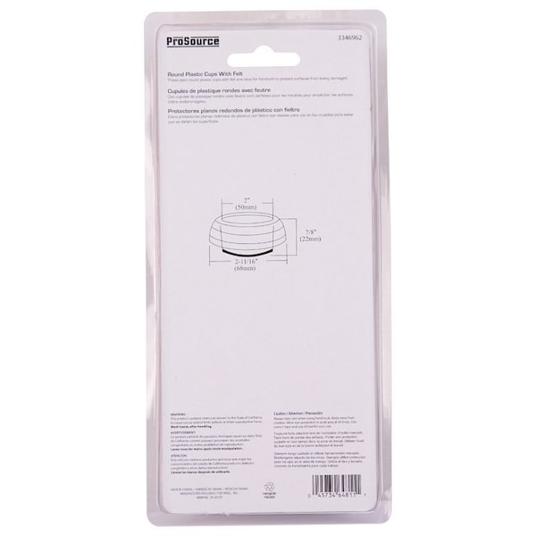Prosource Caster Furniture Glide, Plastic, Clear, Clear, 2-11/16 x 2-11/16 x 7/8 in Dimensions - FE-50840-PS