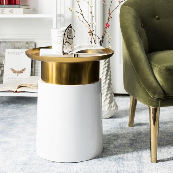 Safavieh Zenith Tray Top Side Table Gold & White - ACC3200A