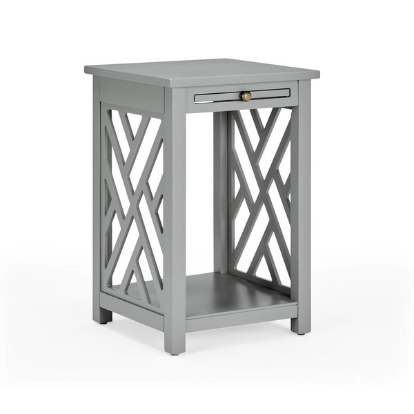 Kd Cama De Bebe Coventry Wood End Table with Tray & Bottom Shelf Gray - KD3854488