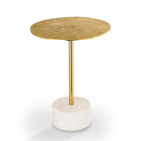 Spi Home 20.50 x 16 x 16 in. Golden Finish End Table with Marble Base - 53002