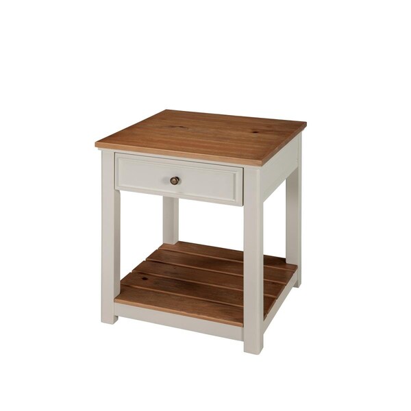 Kd Cama De Bebe Savannah End Table with Natural Wood Top Ivory - KD3251403