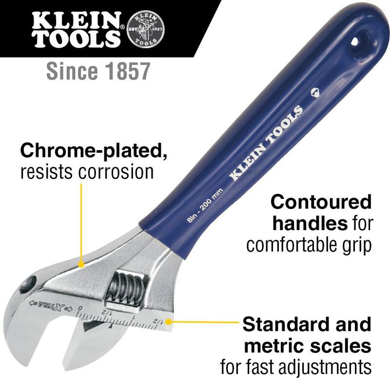 Llave ajustable de mandíbula extra ancha de 1-1/2 pulg. - D509-8 de Klein Tools
