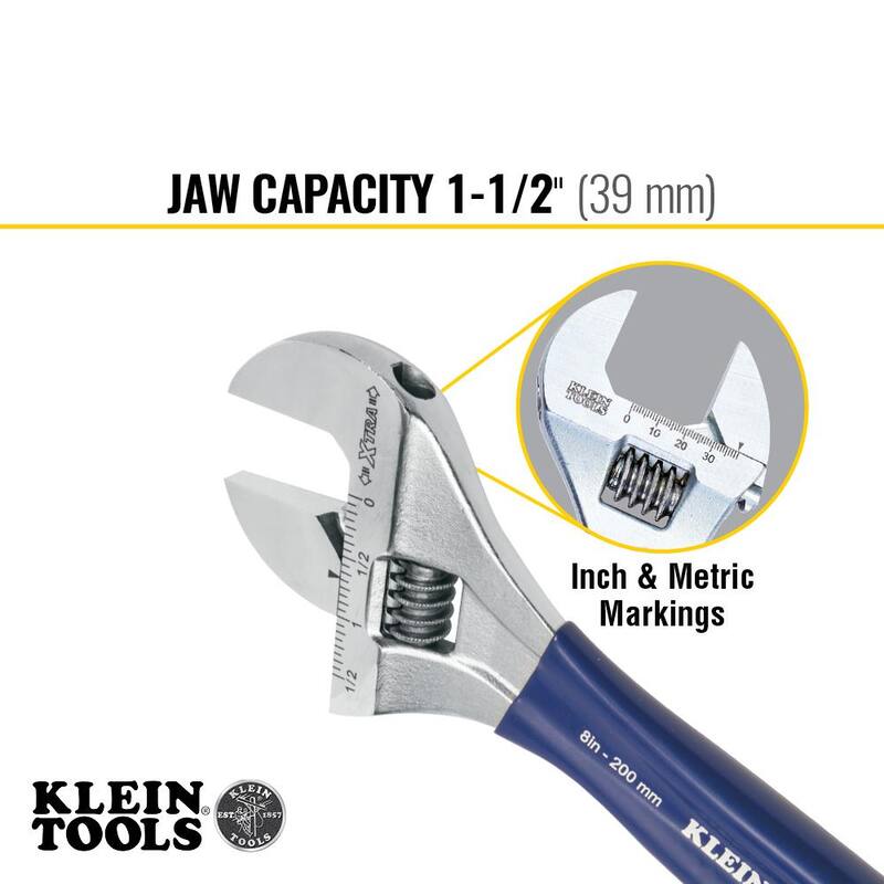 Llave ajustable de mandíbula extra ancha de 1-1/2 pulg. - D509-8 de Klein Tools