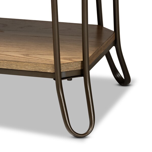 Baxton Studio Kellyn Vintage Oak Brown Finished Wood and Black Finished Metal 3-Drawer Console Table - 177-11199-ZORO