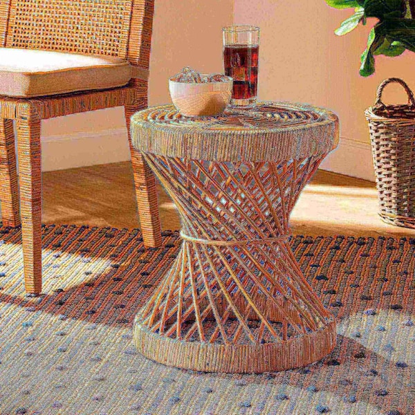 Baxton Studio Seville Modern and Contemporary Natural Finished Rattan End Table - 185-11882-ZORO