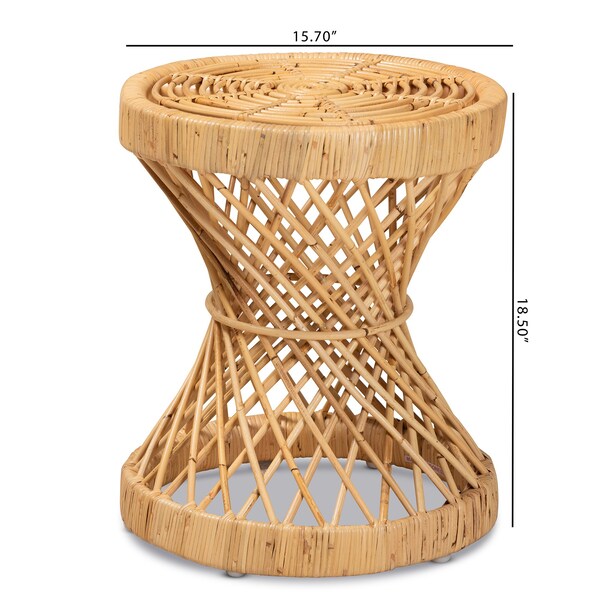 Baxton Studio Seville Modern and Contemporary Natural Finished Rattan End Table - 185-11882-ZORO