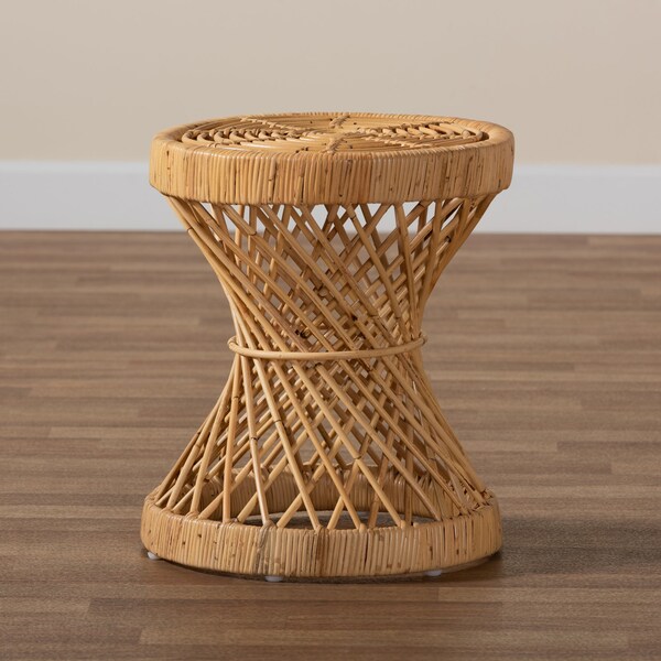 Baxton Studio Seville Modern and Contemporary Natural Finished Rattan End Table - 185-11882-ZORO