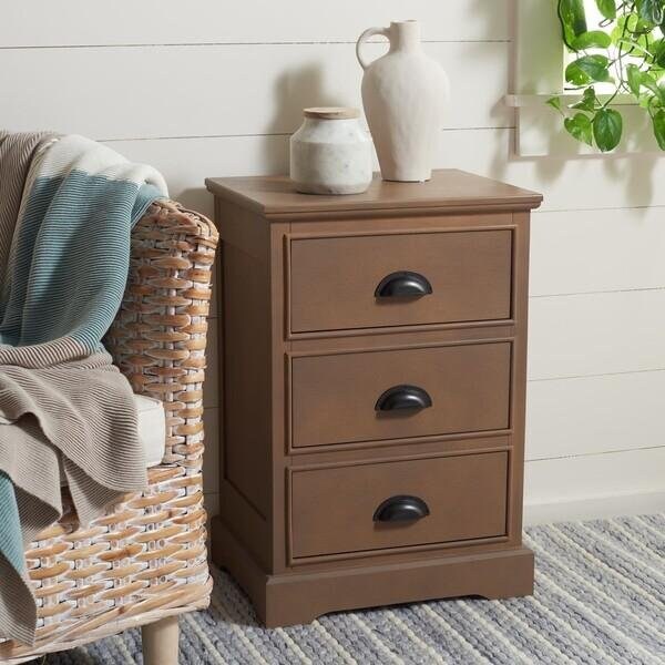 Safavieh Griffin 3 Drawer Side Table- Washed Natural Pine - 26.75 x 13.75 x 17.75 in. - AMH5717B