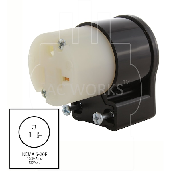 Conector hembra para uso doméstico de NEMA 5-20 20A 125V con todos los ángulos, con aprobación UL y C-UL - ASE520R