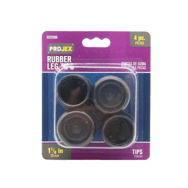 Kd Gabinetes 1.125 in. Rubber Leg Tip Black Round, 4PK - KD3307270