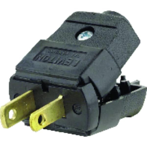 Leviton Enchufe Polarizado Recto de Termoplástico Residencial 1-15P 20-16 AWG 2 Polos 2 Cables - 037-00101-2EP